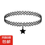 歐美編織松緊彈性項鏈魚線女鎖骨鏈頸帶項圈學(xué)生紋身脖飾女 黑色魚線星星