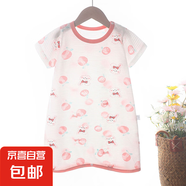 寶寶夏季嬰兒睡袍薄款小童兒童夏天純棉空調(diào)服防踢睡裙連體衣睡衣 粉色薄款粉色小兔 90