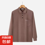 長袖t恤男春季打底衫翻領(lǐng)中老年加厚寬松冬裝爸爸裝彈力上衣 潮社坊R18咖啡色 3XL
