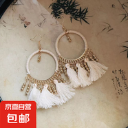 波西米亞水滴羽毛米珠流蘇耳環(huán)小眾情人節(jié)禮物耳墜輕奢民族風(fēng)耳飾 4#耳鉤-金色-白色