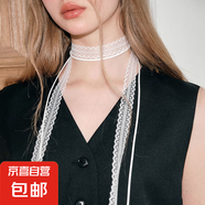 其他品牌雙層疊戴層次感設(shè)計(jì)蕾絲飄帶細(xì)窄女鎖骨頸帶絲巾掛脖項(xiàng)鏈生日禮物 白色蝴蝶結(jié)長款頸帶【1條裝】