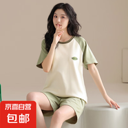 [純棉]睡衣女夏季套頭短袖短褲休閑款家居服套裝可外穿女cker CKE-W6177A XL