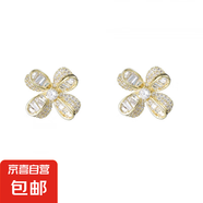 零尚閃鋯石花朵耳釘女925純銀針小眾輕奢感設計ins韓版耳飾 花朵耳釘G1金