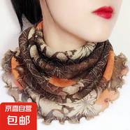 掛耳口罩百變多功能金絲面罩圍脖女套頭小絲巾護頸加大版 金太陽花