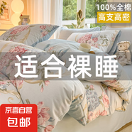 小清新100%加厚新疆棉四件套加厚床單被套學(xué)生宿舍卡通床上三件套 羅浮花夢 2.0m床單款四件套被套220x240cm