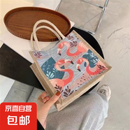 國潮帆布包女民族風(fēng)ins風(fēng)單肩包麻布手提包 火烈鳥
