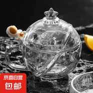 太空艙玻璃杯牛奶杯帶蓋勺高顏值創(chuàng)意早餐杯果汁杯水杯透明 創(chuàng)意星球早餐杯 | 320ml
