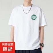 230純棉簡(jiǎn)約字母短袖T恤男圓領(lǐng)寬松休閑百搭潮流2025夏季新款短 白色 VINTAGE 3XL