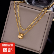 歐美雙層鈦鋼轉(zhuǎn)運(yùn)珠項(xiàng)鏈女ins小眾輕奢簡(jiǎn)約冷淡風(fēng)鎖骨鏈新款爆款 銀色 雙層轉(zhuǎn)運(yùn)珠項(xiàng)鏈（A567）