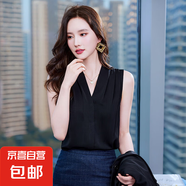 混仿醋酸段打底背心女修身氣質(zhì)西裝內(nèi)搭上衣2025春夏新款無(wú)袖襯衫 黑色 (RF0078) 3XL 碼127-135斤
