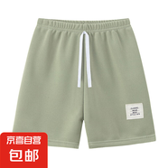 兒童夏季中褲2025新款男女童短褲純色五分褲兒童裝休閑褲子 綠色  ZXS抽繩短褲 100 cm