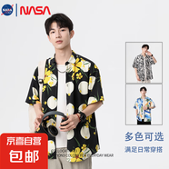 NASALIKE2025夏季薄款漸變色花紋寬松休閑花襯衣日系半袖上衣服 小黃花 -NASA-2360襯衫 2XL 【130-150斤】