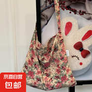 韓版ins風(fēng)燈芯絨碎花大容量單肩包 粉色大花/ 均碼