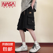 NASA BASE迷彩工裝短褲男士寬松純棉休閑大碼五分褲青少年中褲子 JYF-H33黑色 8XL