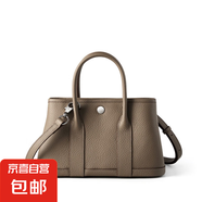 頭層TC牛皮花園包真皮女包2025歐美新款復古水桶包時尚手提女包 深灰色 無禮盒3025
