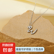 26個(gè)英文字母吊墜項(xiàng)鏈S925純銀歐美跨境熱銷愛心鎖骨鏈簡(jiǎn)約頸鏈女 【白金色】字母W 925銀