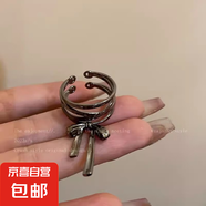 輕奢蝴蝶開(kāi)口冷淡風(fēng)戒指女組合套裝甜酷辣妹風(fēng)網(wǎng)紅感 芭蕾少女槍黑色戒指