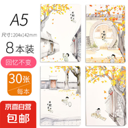 筆記本本子軟抄本車線縫線本記事本小清新手繪簡(jiǎn)約批發(fā)考研學(xué)生用日記本文具湊單晨光同款 【8本裝】A5回憶不變