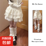 辣妹純欲蕾絲邊蛋糕裙女夏季甜美高腰設計感小個子奶油蓬蓬半身裙 奶杏色 M