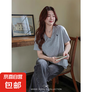 冰感純棉小馬標(biāo)V領(lǐng)短袖白t恤女夏季新款寬松簡(jiǎn)約體恤正肩上衣短T 冰感純棉V領(lǐng)-花灰色 2XL 參考125-140斤