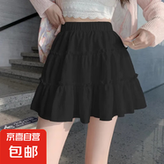 2025蛋糕蓬蓬短裙夏季新款小個(gè)子高腰顯瘦半身裙甜美防 黑色(有內(nèi)襯) M