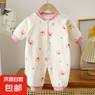 夾棉連體衣40克薄棉秋冬款寶寶哈衣新生兒衣服保暖長(zhǎng)袖爬爬服 粉紅蝴蝶結(jié)AZ-3 73cm