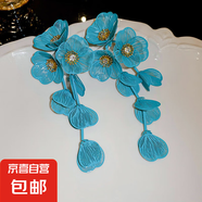 銀針超仙花朵流蘇耳釘小清新甜美ins耳環(huán)時(shí)尚個(gè)性高級(jí)感耳飾批發(fā) 22#銀針-常規(guī)-綠色
