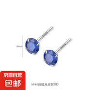 999純銀彩色鋯石耳釘養(yǎng)耳洞睡覺免摘耳骨釘爆閃耳蝸釘精致小耳飾 藍色鋯石小耳釘一對【999純銀】