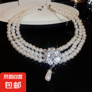 法式鑲鉆花朵珍珠項鏈時尚輕奢氣質(zhì)鎖骨鏈小眾送女友禮物飾品配飾 37#項鏈-白色