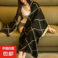 秋冬披肩圍巾女大長巾加厚韓版大披肩長保暖百搭秋圍巾時(shí)尚兩用 黑斜紋-大披肩