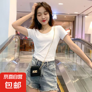 T恤女短袖修身夏季女裝潮流緊身體恤上衣圓領(lǐng)黑色 純白色短T L