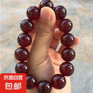 高冰透仿酒紅色石榴石莫桑比克手鏈大顆粒手串水晶女禮物飾品 14mm