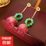 銀針不規(guī)則珍珠復(fù)古耳環(huán)小眾設(shè)計感法式耳釘耳墜時尚氣質(zhì)耳飾批發(fā) 128#銀針-綠色-紫色