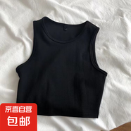 歐美風(fēng)小背心女裝高腰顯瘦內(nèi)搭T恤女彈力短款無(wú)袖打底衫女夏百搭 黑色 XL