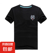 【國慶愛(ài)國】印花短袖t恤男軍旅國潮速干半袖T恤上衣服男女情侶裝 牛奶絲-灰色小狼頭-黑色 L