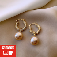 寶鈺飾品廠幾何金屬耳圈法式珍珠耳墜耳環(huán)設計網(wǎng)紅時尚耳飾批發(fā)女 珍珠耳環(huán)