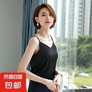 緞面吊帶春夏V領(lǐng)仿桑蠶絲上衣優(yōu)雅內(nèi)搭背心女2025新款打底衫 黑色 （RF1889） L 碼105-115斤