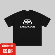 220克純棉短袖t恤2025新款簡(jiǎn)約印花男女潮牌上衣情侶裝T恤夏B701 黑色【3393】 M