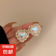 銀針大珍珠圓圈耳環(huán)時(shí)尚小眾夸張氣質(zhì)高級(jí)感耳釘法式復(fù)古百搭耳飾 23#銀針-金色-愛(ài)心（真金電鍍）