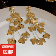 銀針跨境花朵流蘇耳釘歐美小眾設(shè)計(jì)耳環(huán)女時(shí)尚氣質(zhì)耳飾輕奢高級(jí)感 36#銀針-金色