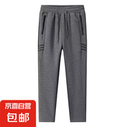 韓版簡約純色時尚潮流百搭個性拉鏈印花男休閑衛(wèi)褲直筒褲2024新款 深灰色 XL