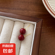 港風(fēng)酒紅色糖豆珍珠耳釘女新款2024耳環(huán)小眾設(shè)計感耳飾品 8mm紅色豆豆耳釘