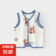 嬰兒馬甲春秋新款男童女童外穿純棉坎肩幼童打底背心家居無(wú)袖上衣 圍巾熊 100cm推薦身高89-98cm