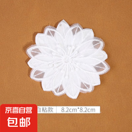 白色蕾絲補(bǔ)丁貼免縫自粘修補(bǔ)蚊帳裙子紗裙破洞歐根紗刺繡花朵布貼 16#（1個(gè)裝）自粘免縫