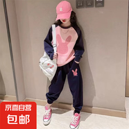 【女童春秋套裝】女童韓范炸街衛(wèi)衣套裝春秋2025新款洋氣兒童春裝 WX-T250【粉色】 130cm