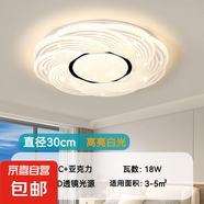 臥室燈2025年新款主臥燈具現(xiàn)代簡(jiǎn)約房間燈圓形陽臺(tái)過道led吸頂燈 風(fēng)暴30cm-18W-白光【升級(jí)款】