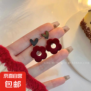 喜慶紅色絲絨蝴蝶結(jié)耳釘女耳環(huán)氣質(zhì)甜美花朵長(zhǎng)款流蘇耳飾耳墜秋冬 【款式十四】