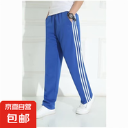團體運動(dòng)褲校服褲子三條杠衛褲簡(jiǎn)約時(shí)尚直筒褲春秋季新款百搭褲子 鵬順發(fā)直筒三桿藍色 2XL