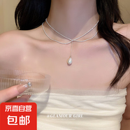 韓國氣質愛心蝴蝶珍珠流蘇項鏈小眾時尚高級感鎖骨鏈百搭項飾批發(fā) 16#項鏈-銀色水滴珍珠