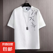 潮流國(guó)風(fēng)短袖t恤男夏季2025新款中國(guó)風(fēng)半袖體恤男裝時(shí)尚百搭T恤衫 酷匯DT06柳枝白 M